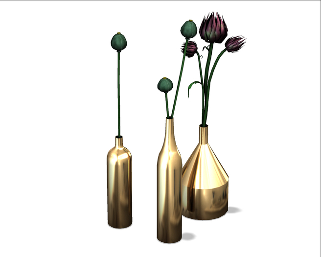 Second Life Marketplace David HeatherGold Flower Vases
